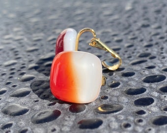 Clip on fused glass earrings No.  213