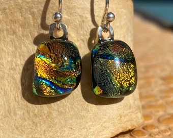 Dichroic Fused Glass Earrings No.  5013