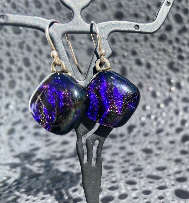 Dichroic Fused Glass Earrings No. 135 image 5