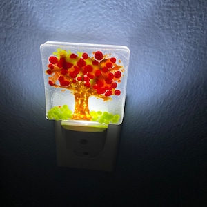 Fall Tree Fused Glass LED Night Light No. 627