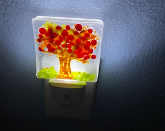 Fall Tree Fused Glass LED Night Light No. 627