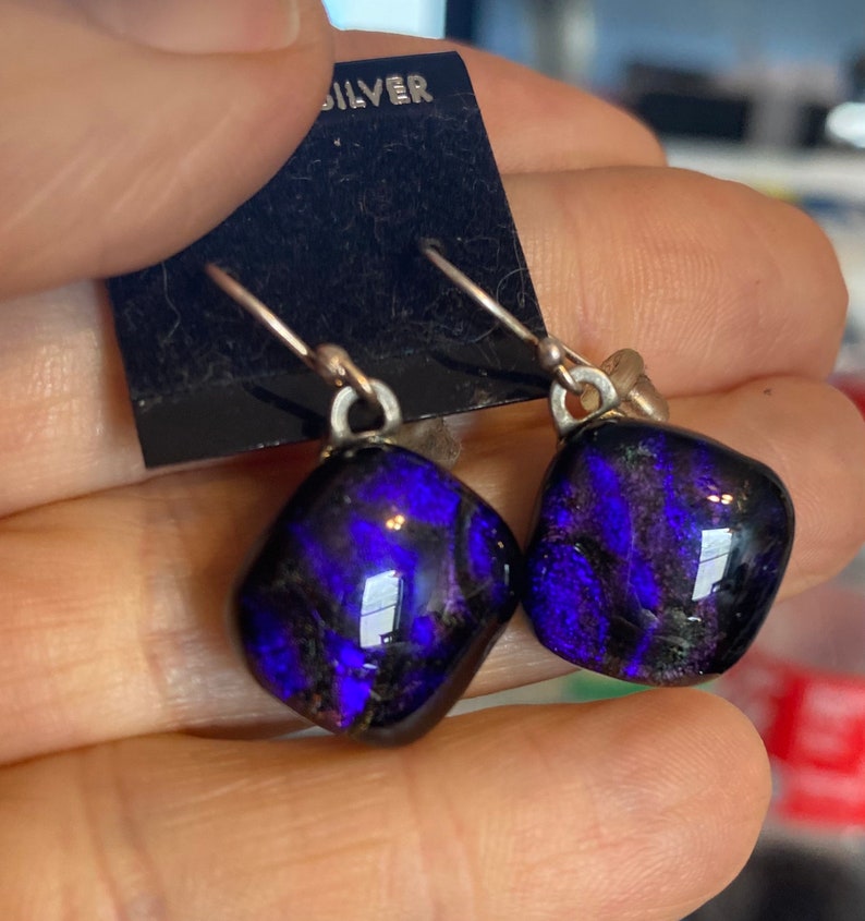 Dichroic Fused Glass Earrings No. 135 image 1