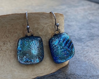 Dichroic Fused Glass Earrings No.  236