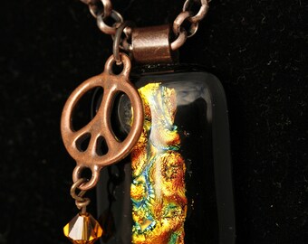 Zen Antique Copper and Fused Glass Necklace No. 686