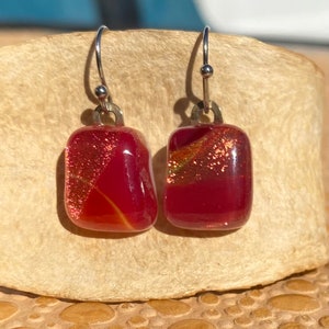 Dichroic Fused Glass Earrings No. 159 imagem 2