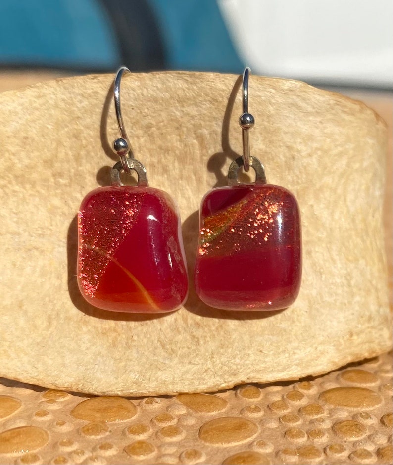 Dichroic Fused Glass Earrings No. 159 imagem 2