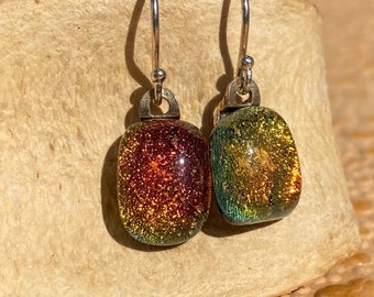 Dichroic Fused Glass Earrings No.  231