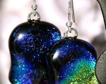 Dichroic fused glass Earrings No.  129