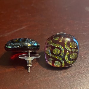 Dichroic fused glass stud earrings No. 184 image 5