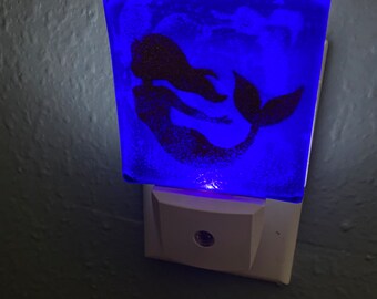 Mermaid Fused Glass LED Night Light No. 209