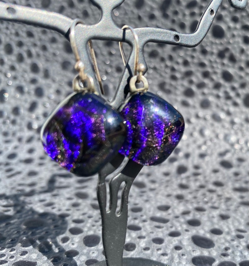 Dichroic Fused Glass Earrings No. 135 image 7