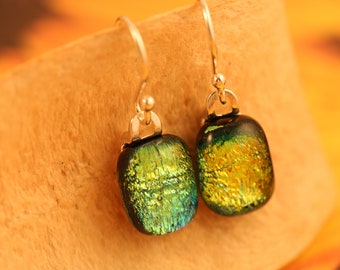 Dichroic Fused Glass Earrings No.  167