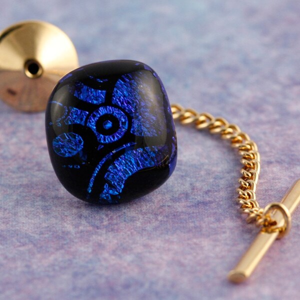 Fused Glass Dichroic Tie Tack No. 4014