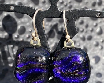 Dichroic Fused Glass Earrings No.  125