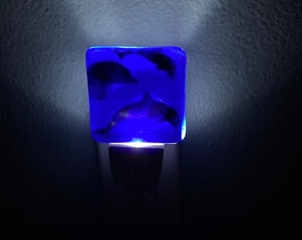 Swimming with the Dolphins Fused Glass LED Night Light No. 407