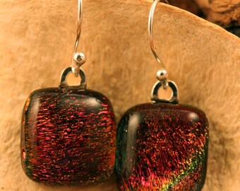 Sterling Silver Fused Glass Earrings No. 179