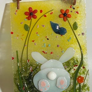 Handmade Fused Glass Sun Cather Bunny Butt No.  603