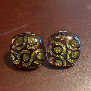 Dichroic fused glass stud earrings No. 184 image 4