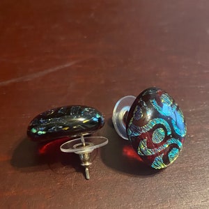 Dichroic fused glass stud earrings No. 184 image 3