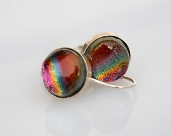Sterling Silver Lever Back Dichroic Earrings No. 5020