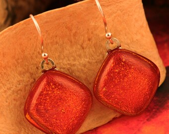 Sterling Silver Fused Glass Earrings No. 1439