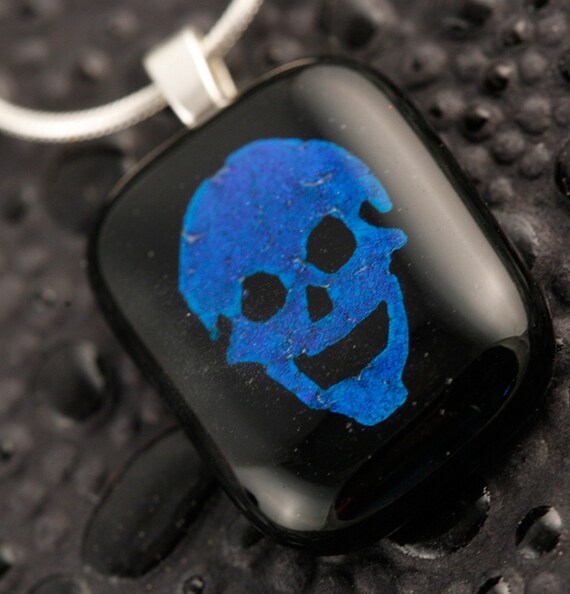 Dichroic Fused Glass Skull Pendant 22577