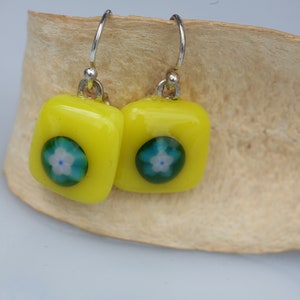 Pretty Fused Glass Flower Earrings No. 5001 image 1