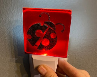 Lady Bug fused Glass LED Night Light No. 877