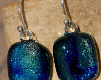 Sterling Silver Fused Glass Earrings No. 109