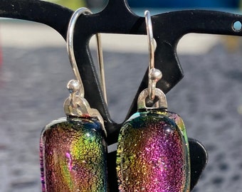 Dichroic Fused Glass Earrings No.  234