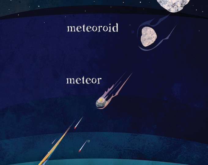 Meteorite! Original Earth Science Astronomy Educational Illustrated Art ...