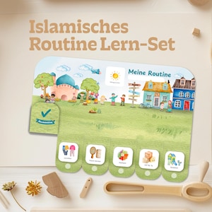 Islamisches Kinder-Routine-Lern-Set Routine Wochenplaner Kinder Morgen- Abendroutine für Kinder mit 114 Routinekarten für kleine Muslime