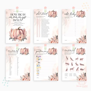 EDITABLE Little Pumpkin Baby Shower Games Bundle - Pink Pumpkin Baby ...
