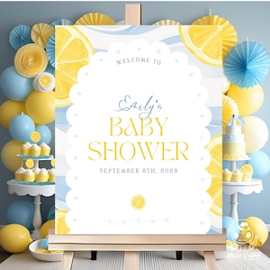 EDITABLE Lemon Baby Shower Welcome Sign - Zesty Sweet Lemonade Welcome Sign 16&quot;x20&quot; or 8&quot;x10&quot; - Canva Template -DIGITAL FILE Only