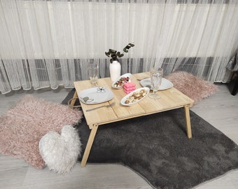 Coffe Wood Table, Tisch in der Mitte, Picknicktisch, Handgemachter Klapptisch, Partytisch, Campingtisch, Balkontisch