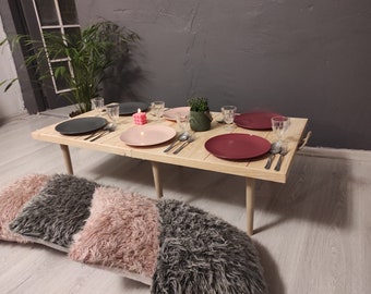 Handgemaakte houten tafel 32*48 inch H:13 inch Houten tafel, picknicktafel, handgemaakte klaptafel, opvouwbare tafel, feesttafel, kamptafel