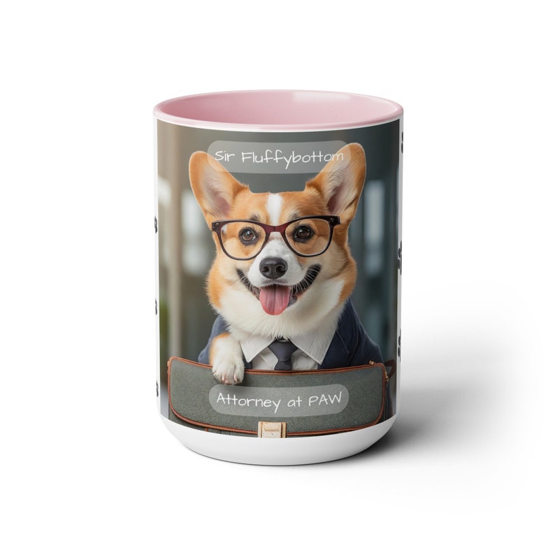 Corgi Lawyer Mug – 'Sir Fluffybottom, Attorney at PAW' Funny Dog-Themed Drinkware – Unique Legal Profession Gift