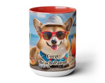 Corgi Beach Patrol - Summer Vibes Ceramic Mug