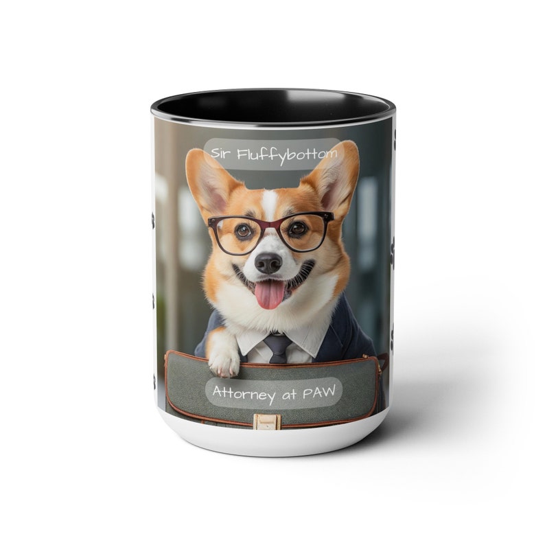 Corgi Lawyer Mug – 'Sir Fluffybottom, Attorney at PAW' Funny Dog-Themed Drinkware – Unique Legal Profession Gift