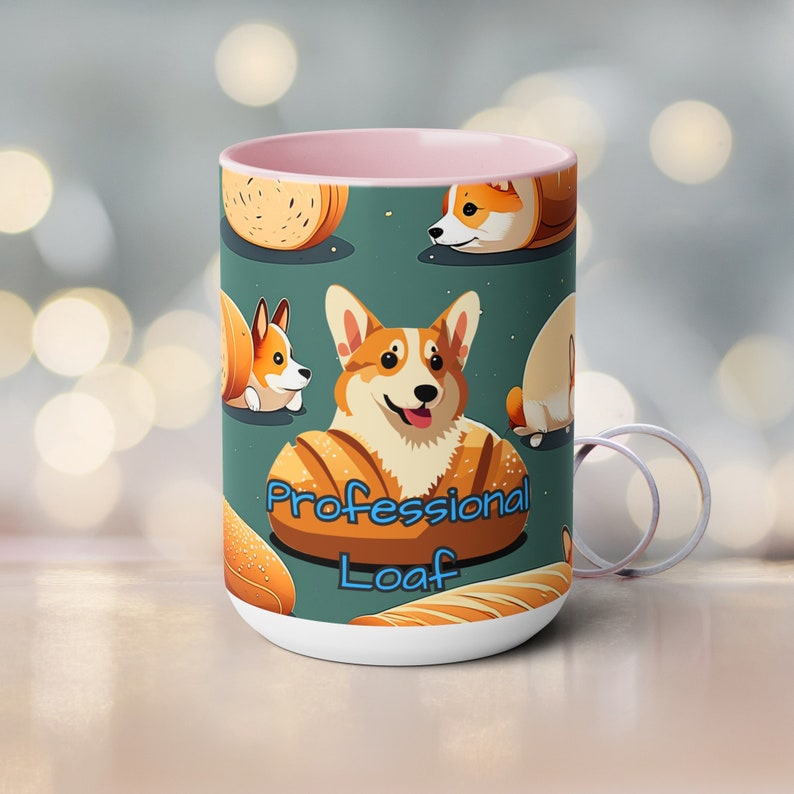 Corgi Professional Loaf Mug - 15 oz White Ceramic Cup Featuring a Corgi Bread Loaf Design - Humorous Drinkware for Dog Lovers