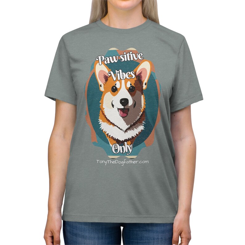 Happy Corgi on T-shirt"
"Paw Vibes Only Tee Design"
"Fun Dog Lover T-Shirt Graphic"