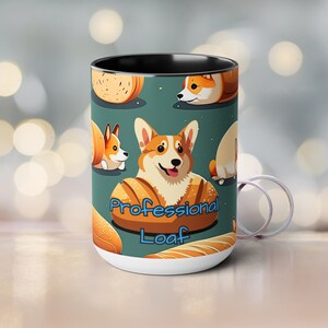 Corgi Professional Loaf Mug - 15 oz White Ceramic Cup Featuring a Corgi Bread Loaf Design - Humorous Drinkware for Dog Lovers