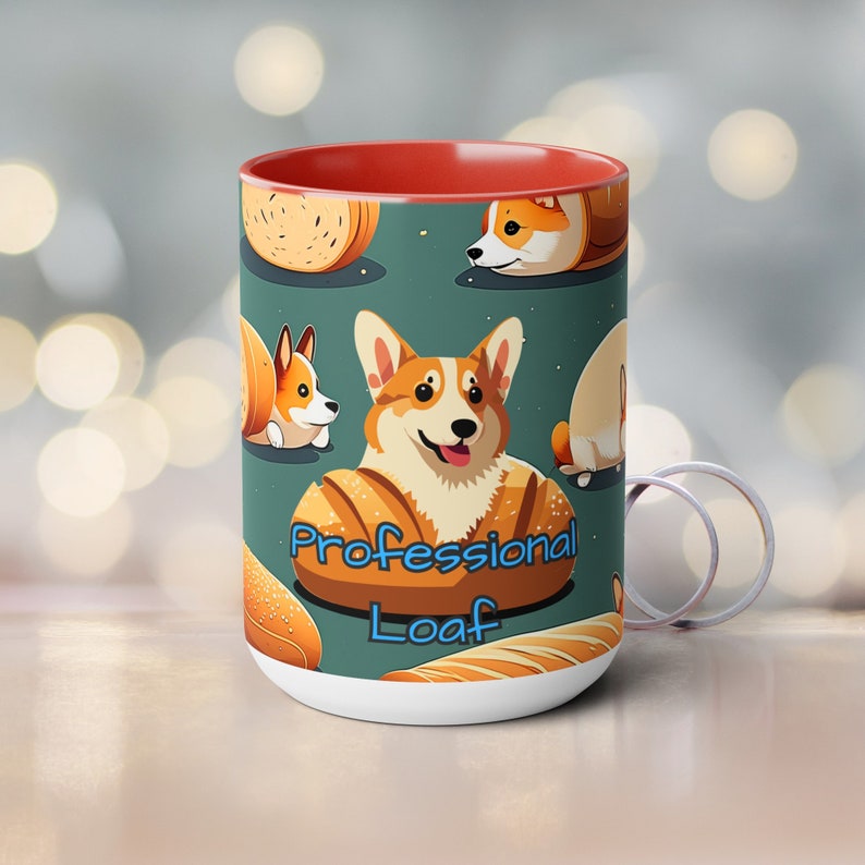 Corgi Professional Loaf Mug - 15 oz White Ceramic Cup Featuring a Corgi Bread Loaf Design - Humorous Drinkware for Dog Lovers