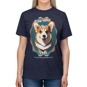 Happy Corgi on T-shirt"
"Paw Vibes Only Tee Design"
"Fun Dog Lover T-Shirt Graphic"