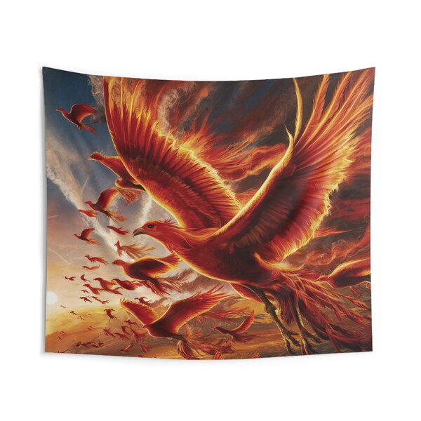 Mystic Phoenixes Poster, Vibrant Migratory Birds Artwork, Perfect for Nursery Decor, Magical Birthday Gift"