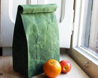 Waxed Canvas Lunch Bag, Reusable, WaterProof, Snack Bag