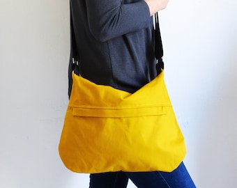 Mustard Medium Zipper Crossbody Bag , Adjustable, Shoulder Strap, Everyday Bag, Large Pocket.