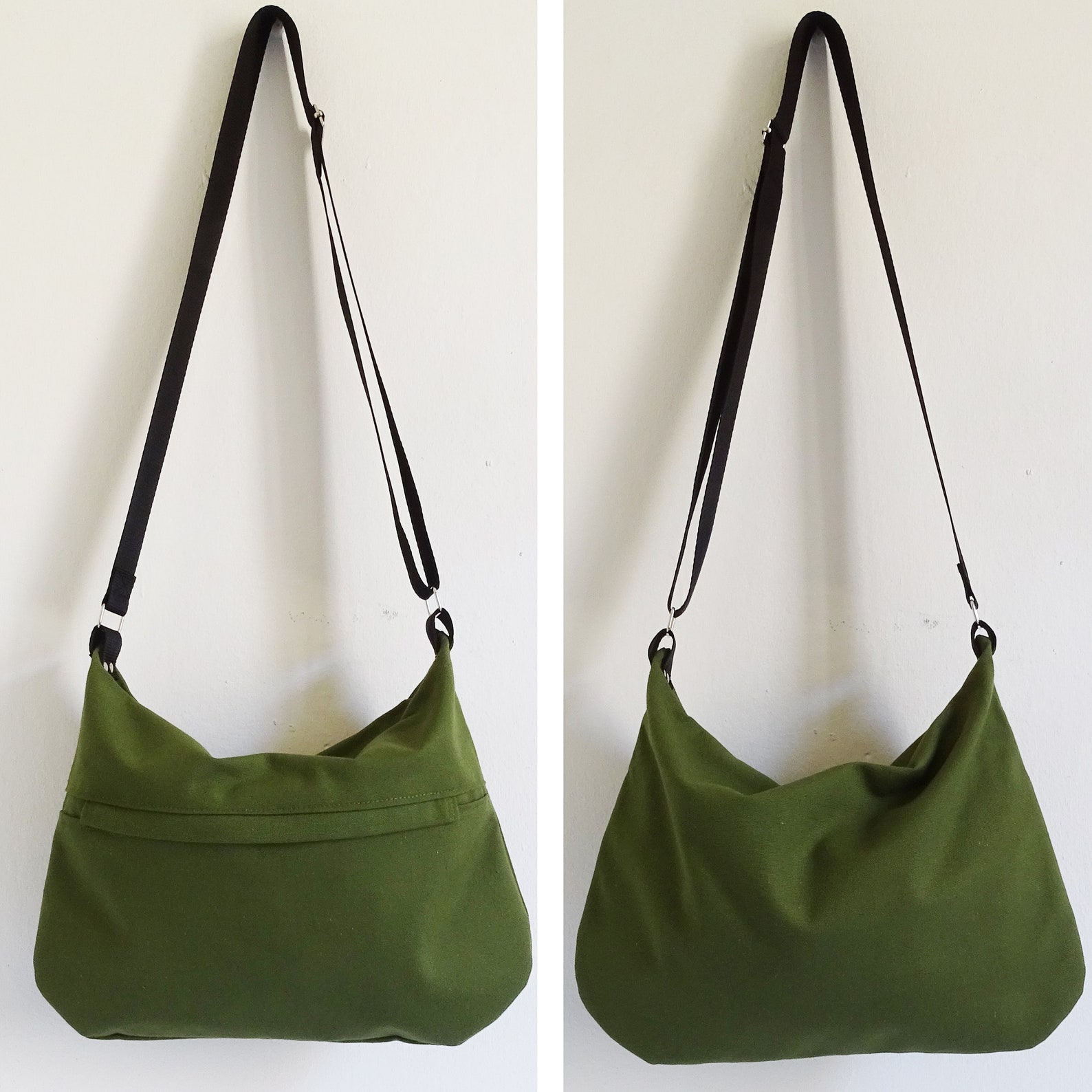 Medium Canvas Crossbody Bag With Zipper and Outside Pocket. Etsy