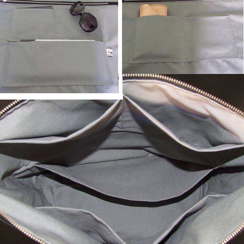 Leather Straps Personalized Diaper Bag Striped Bag Waxed Canvas Tote