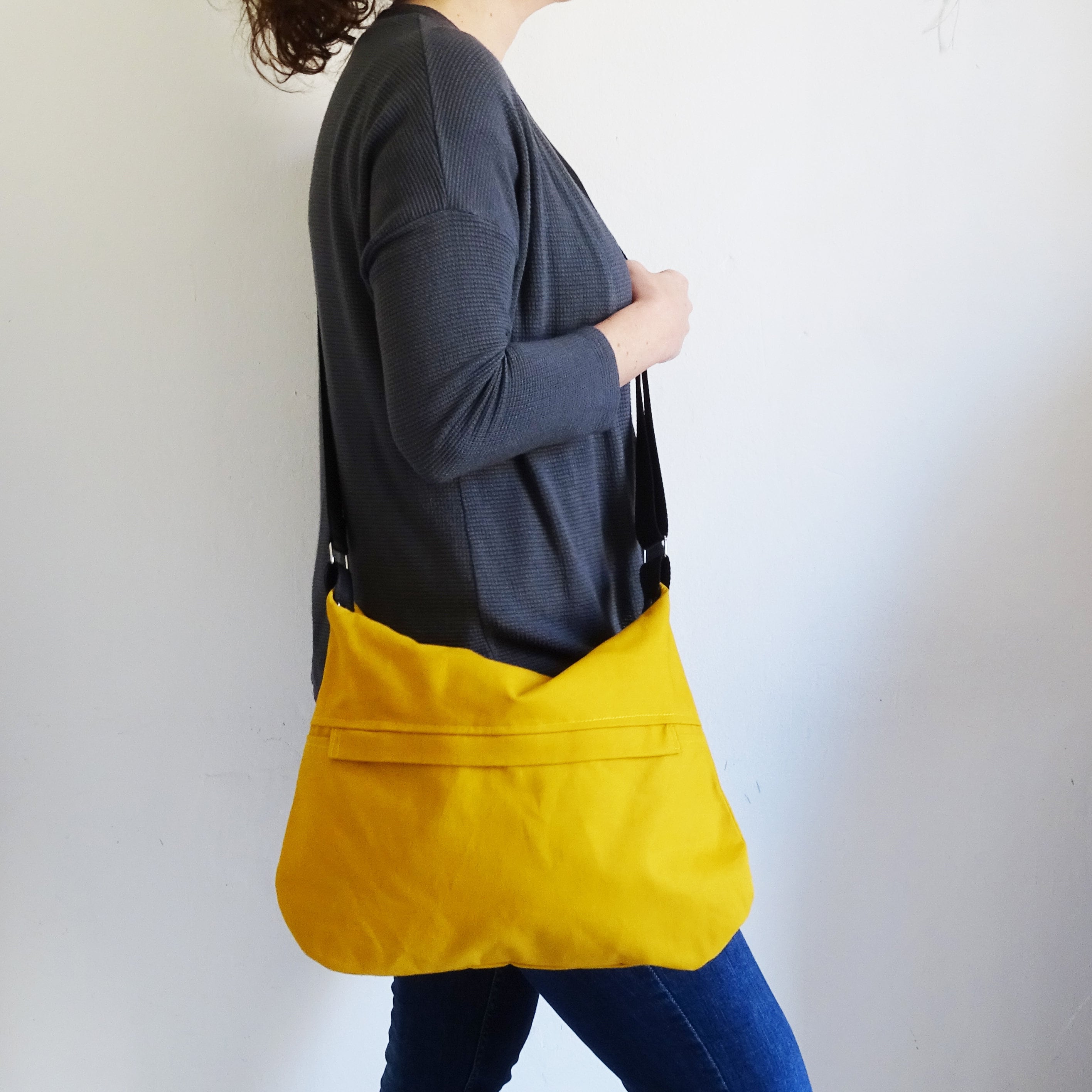 Mustard Medium Zipper Crossbody Bag , Adjustable, Shoulder
